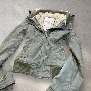 Vintage Hollister Co. Olive Green Sherpa Lined Military Utility Jacket